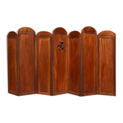 Paravent Art Deco à 7 panneaux sculptés aux insignes de la Légion Etrangère, vers 1940