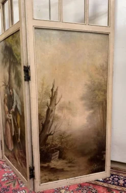 Paravent a trois feuilles style Louis XVI a décors Romantique et paysages