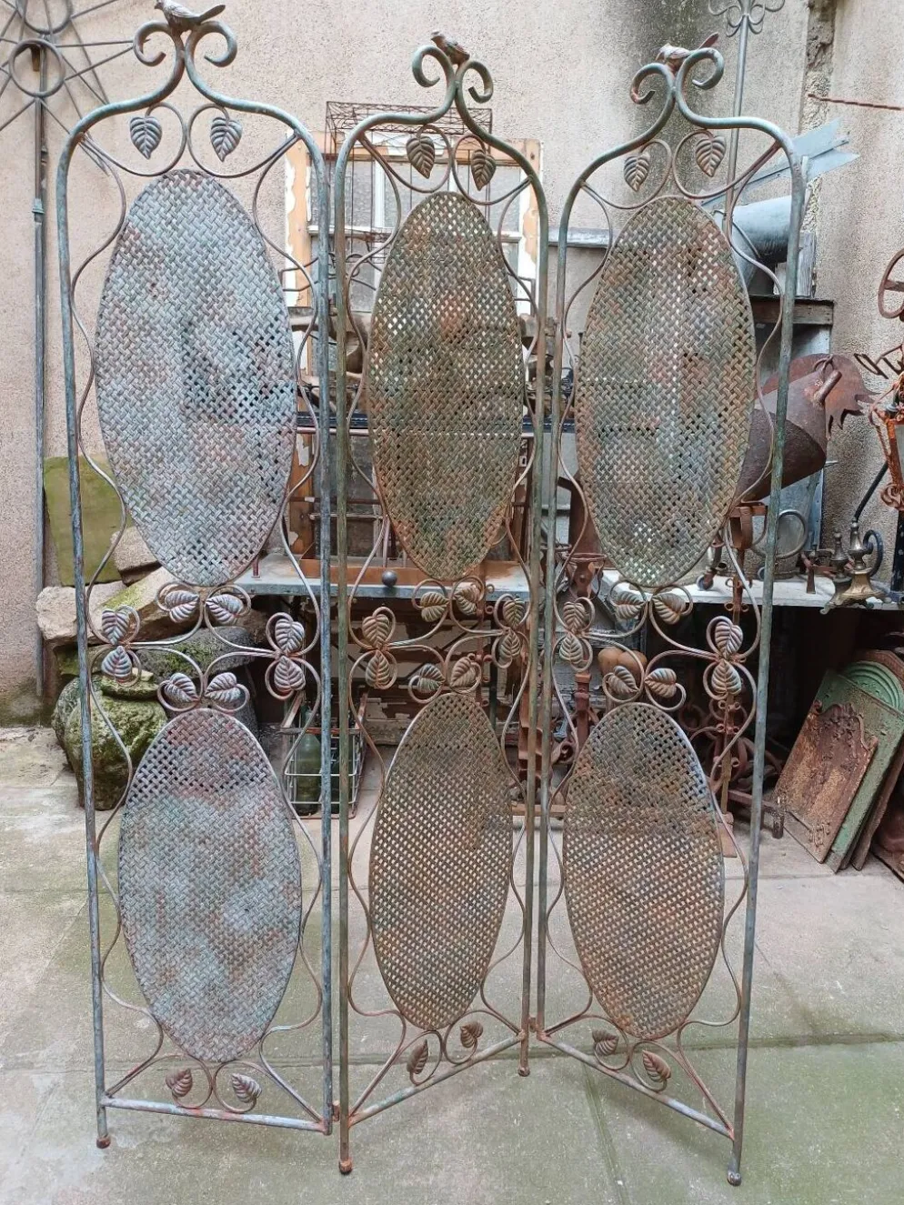 Paravent aux oiseaux, fer forgé 1960, 70