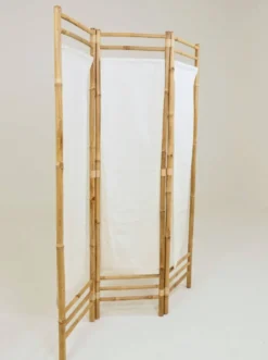 Paravent bambou 3 cadres tissu beige