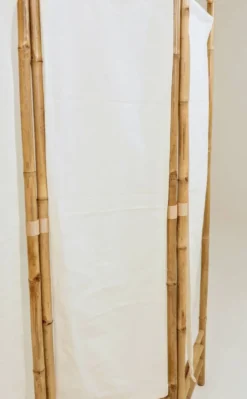 Paravent bambou 3 cadres tissu beige