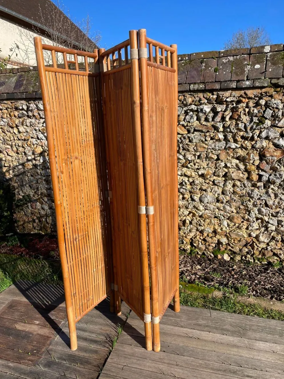 Paravent bambou vintage