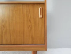 Paravent bibliothèque en teck vintage par Schreiber, années 1970, milieu du siècle.