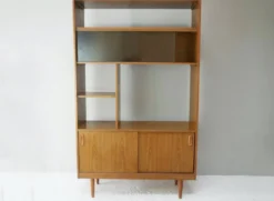 Paravent bibliothèque en teck vintage par Schreiber, années 1970, milieu du siècle.