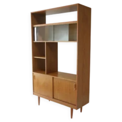 Paravent bibliothèque en teck vintage par Schreiber, années 1970, milieu du siècle.