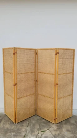 Paravent claustra en cannage vintage- 1950s