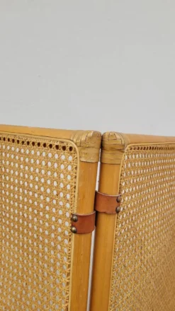 Paravent claustra en cannage vintage- 1950s