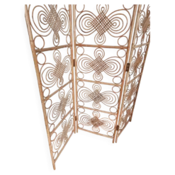 Paravent / cran de pice en rotin, style scandinave moderne, sudois, milieu des annes 1900