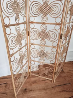 Paravent / cran de pice en rotin, style scandinave moderne, sudois, milieu des annes 1900