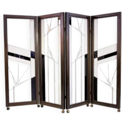 Paravent de style Art déco en bois et verre plombé