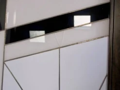 Paravent de style Art déco en bois et verre plombé