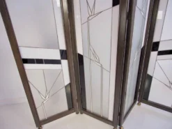 Paravent de style Art déco en bois et verre plombé