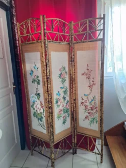Paravent en bambou decor asiatique