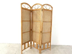 Paravent en bambou ou écran pliant, années 1970
