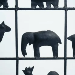 Paravent en fer forgé avec des animaux, années 1950