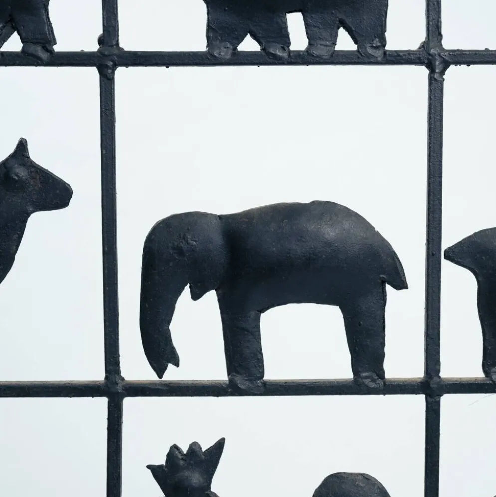 Paravent en fer forgé avec des animaux, années 1950