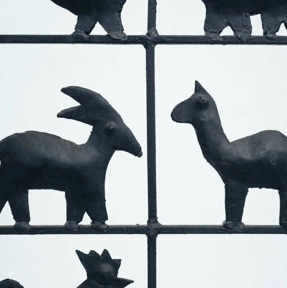 Paravent en fer forgé avec des animaux, années 1950