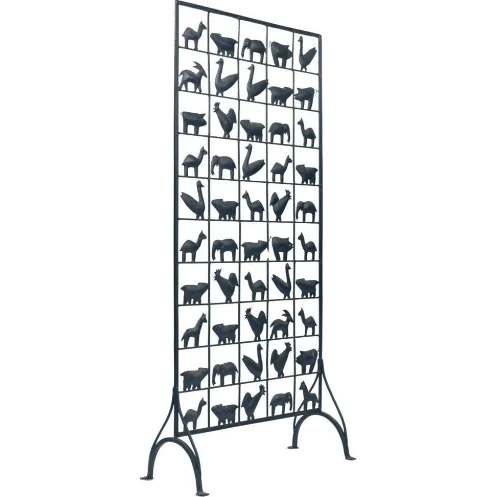 Paravent en fer forgé avec des animaux, années 1950