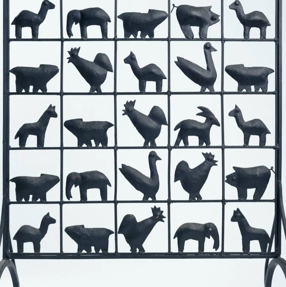 Paravent en fer forgé avec des animaux, années 1950