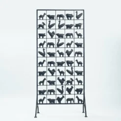 Paravent en fer forgé avec des animaux, années 1950