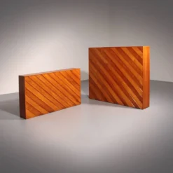 Paravent en hêtre vintage des années 1960 avec un design à lattes élégant.