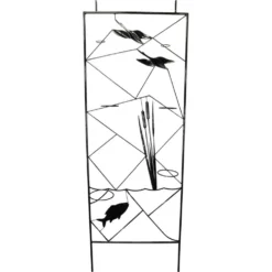 Paravent en métal noir de style mi-siècle avec jardinière, années 1970