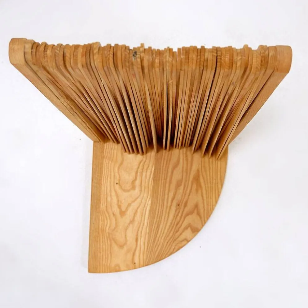 Paravent en pin en forme d'éventail de style moderne, France, années 1970 - Ø 113cm