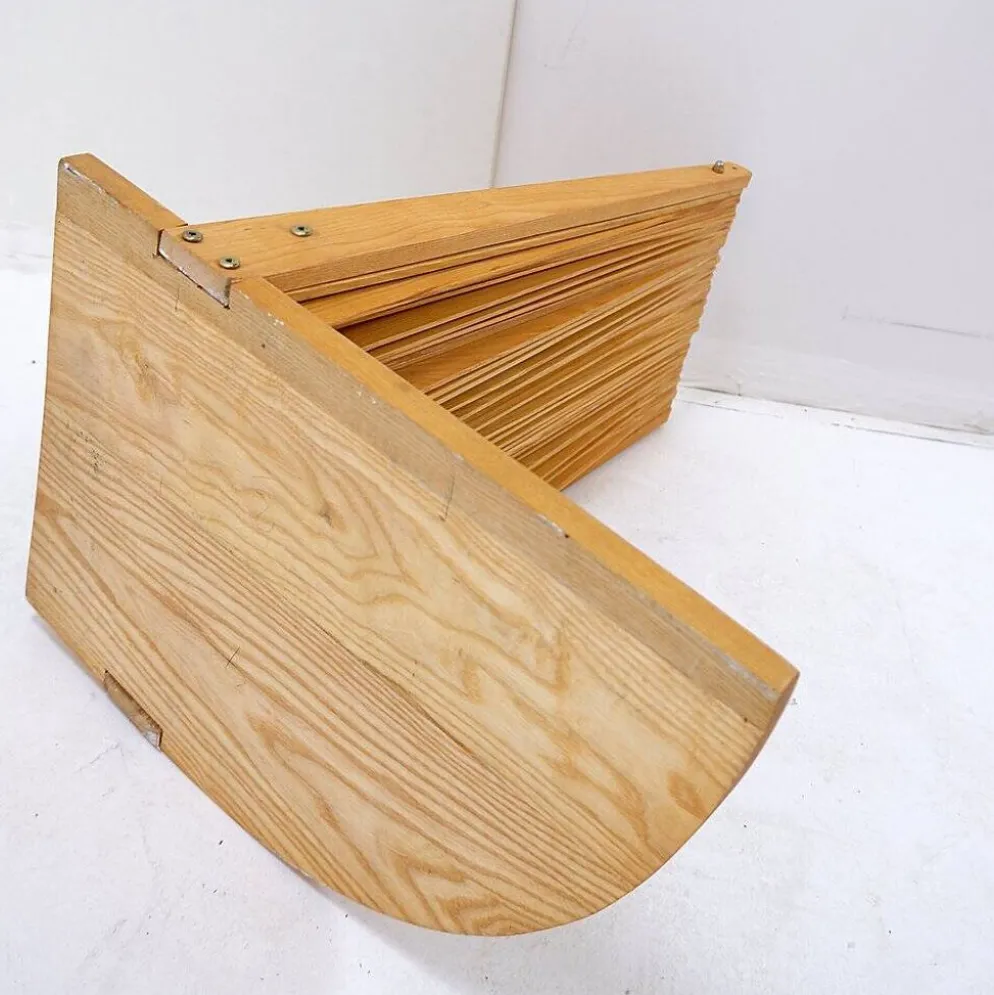 Paravent en pin en forme d'éventail de style moderne, France, années 1970 - Ø 113cm