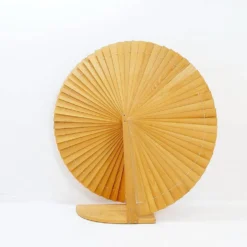 Paravent en pin en forme d'éventail de style moderne, France, années 1970 - Ø 113cm