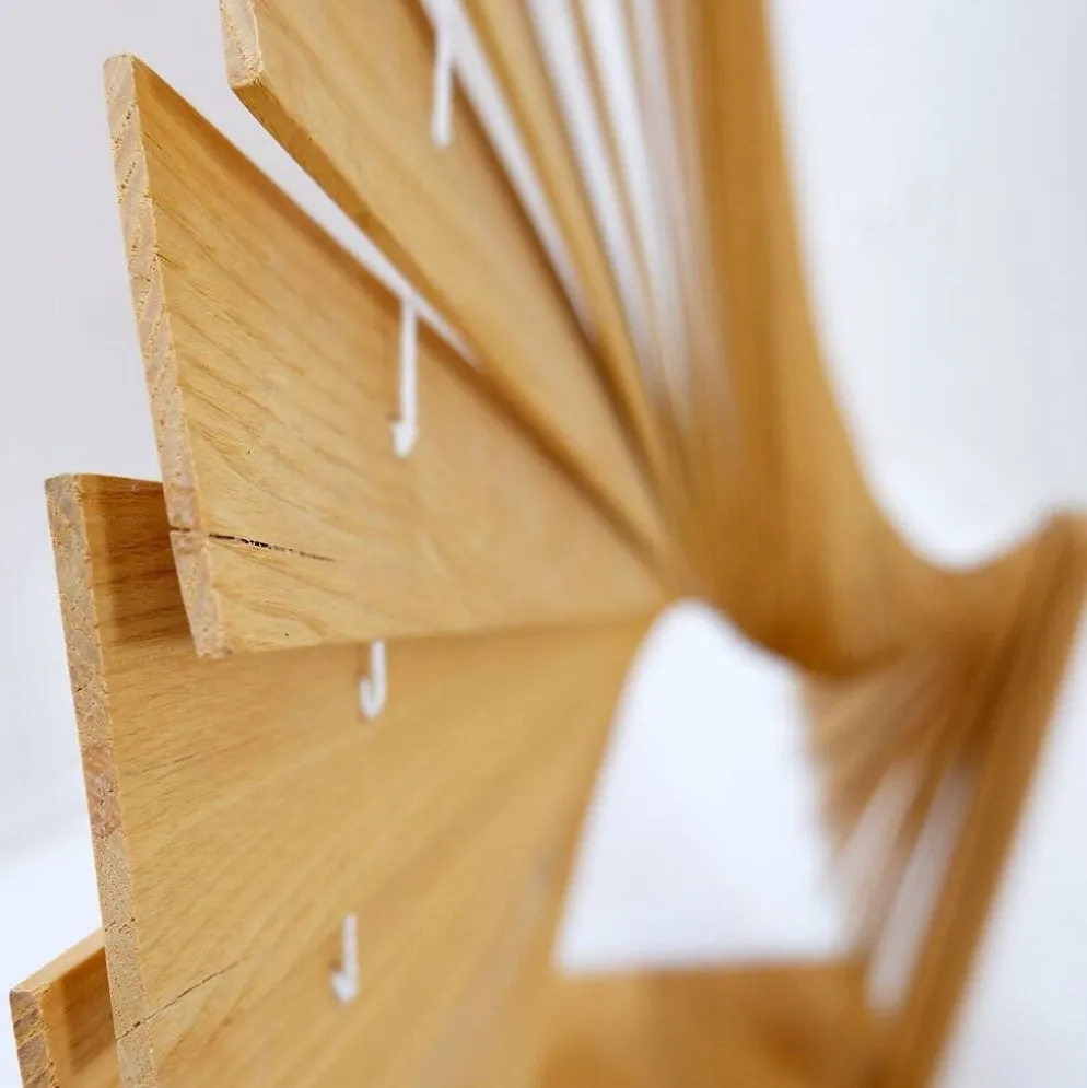 Paravent en pin en forme d'éventail de style moderne, France, années 1970 - Ø 113cm
