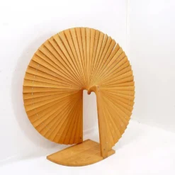 Paravent en pin en forme d'éventail de style moderne, France, années 1970 - Ø 113cm