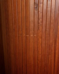 Paravent en pin patiné Art Déco par Jomain Baumann pour Baumann, France.