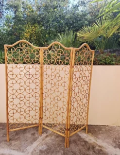 Paravent en rotin 1960 dlg Bonacina (Italie)