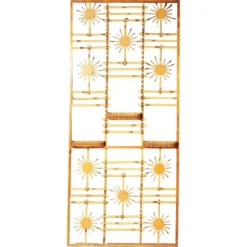 Paravent en rotin et bambou avec accents en soleil, Tchécoslovaquie, années 1960.