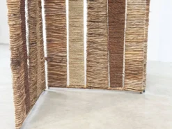 Paravent en rotin tressé et corde, France années 1970