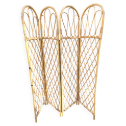 Paravent en rotin vintage 4 pans