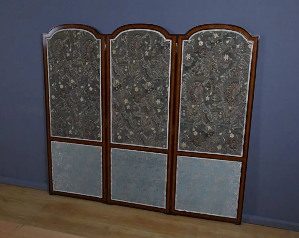 Paravent en tissu, acajou et bois de rose – 1900