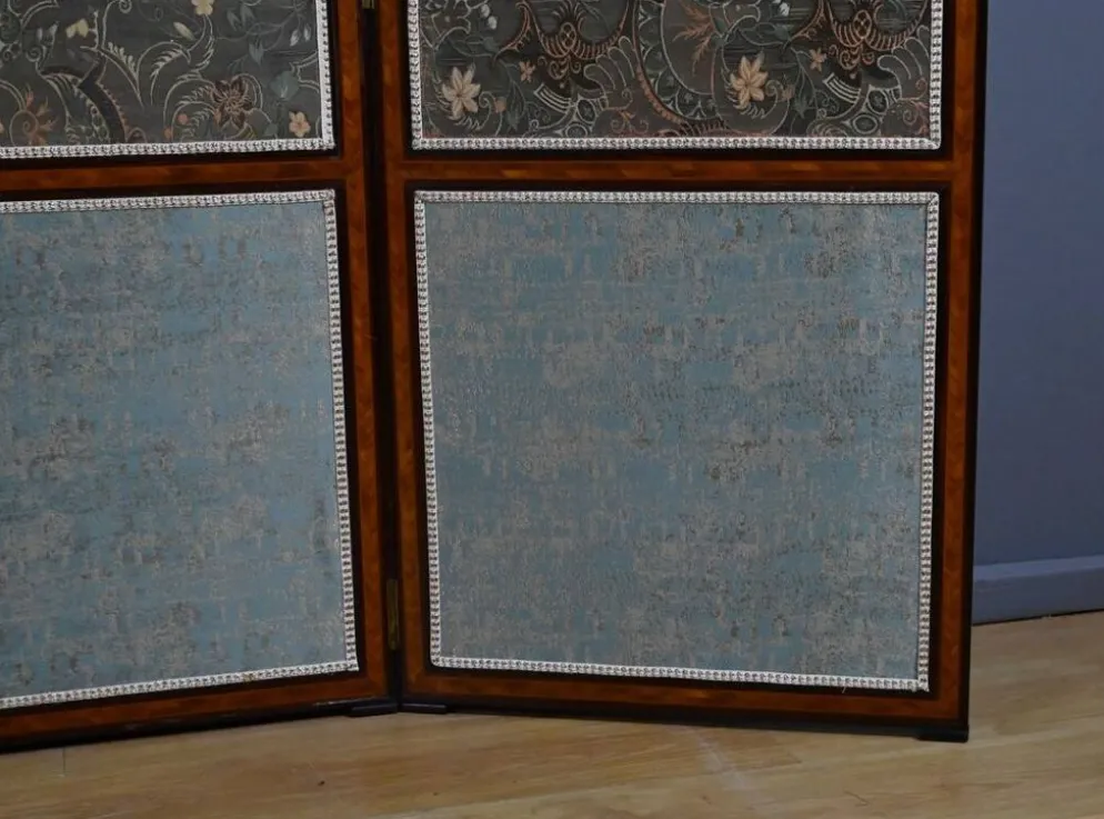 Paravent en tissu, acajou et bois de rose – 1900