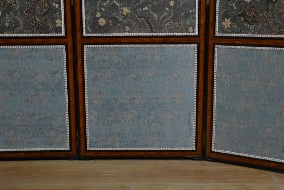 Paravent en tissu, acajou et bois de rose – 1900