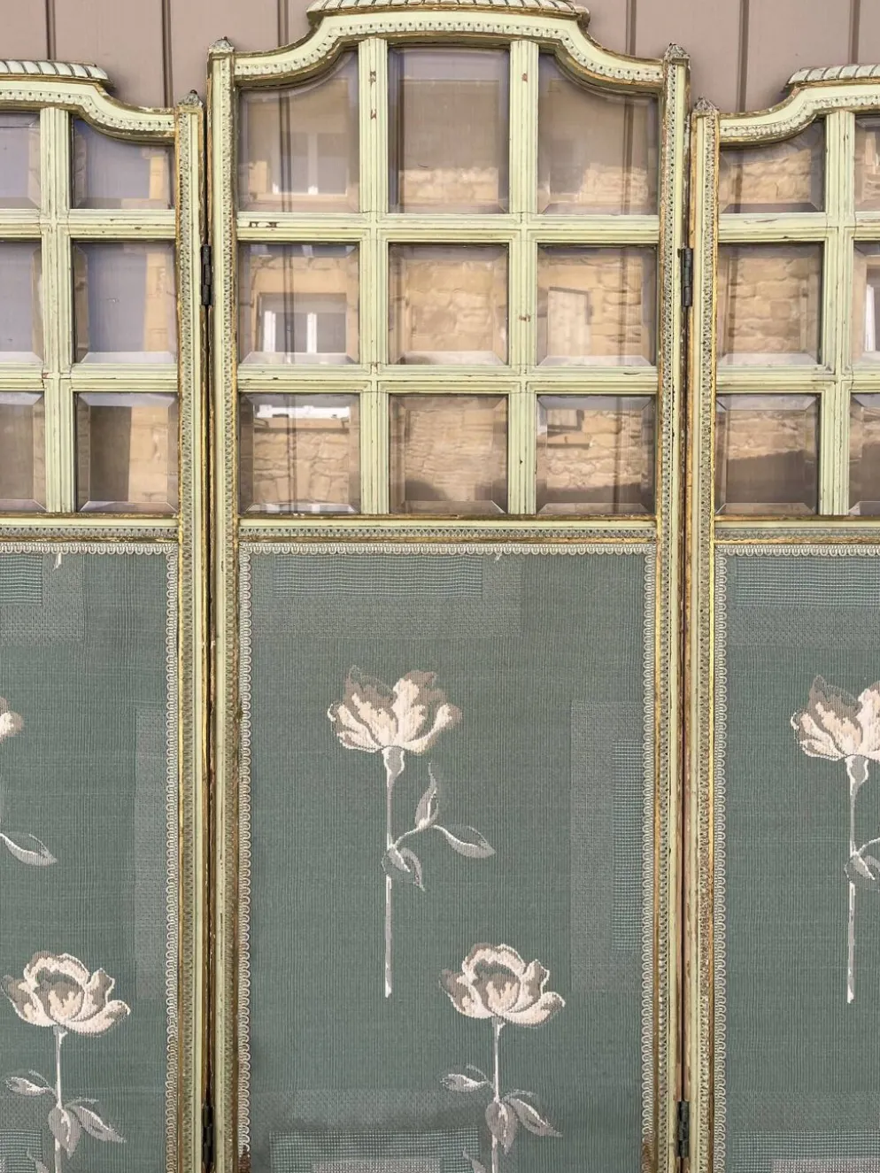 Paravent en verre et tissu