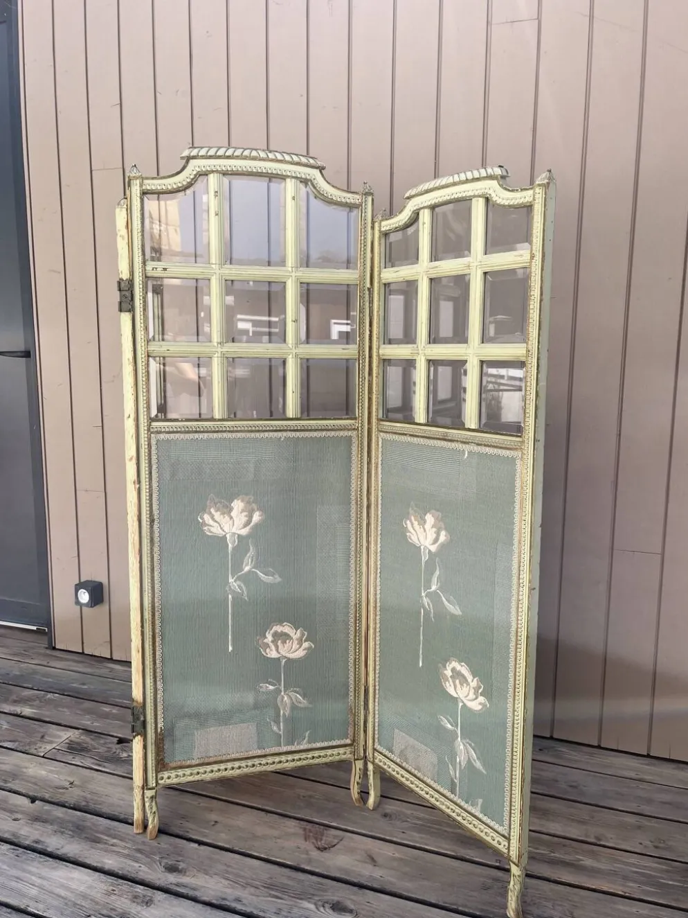 Paravent en verre et tissu
