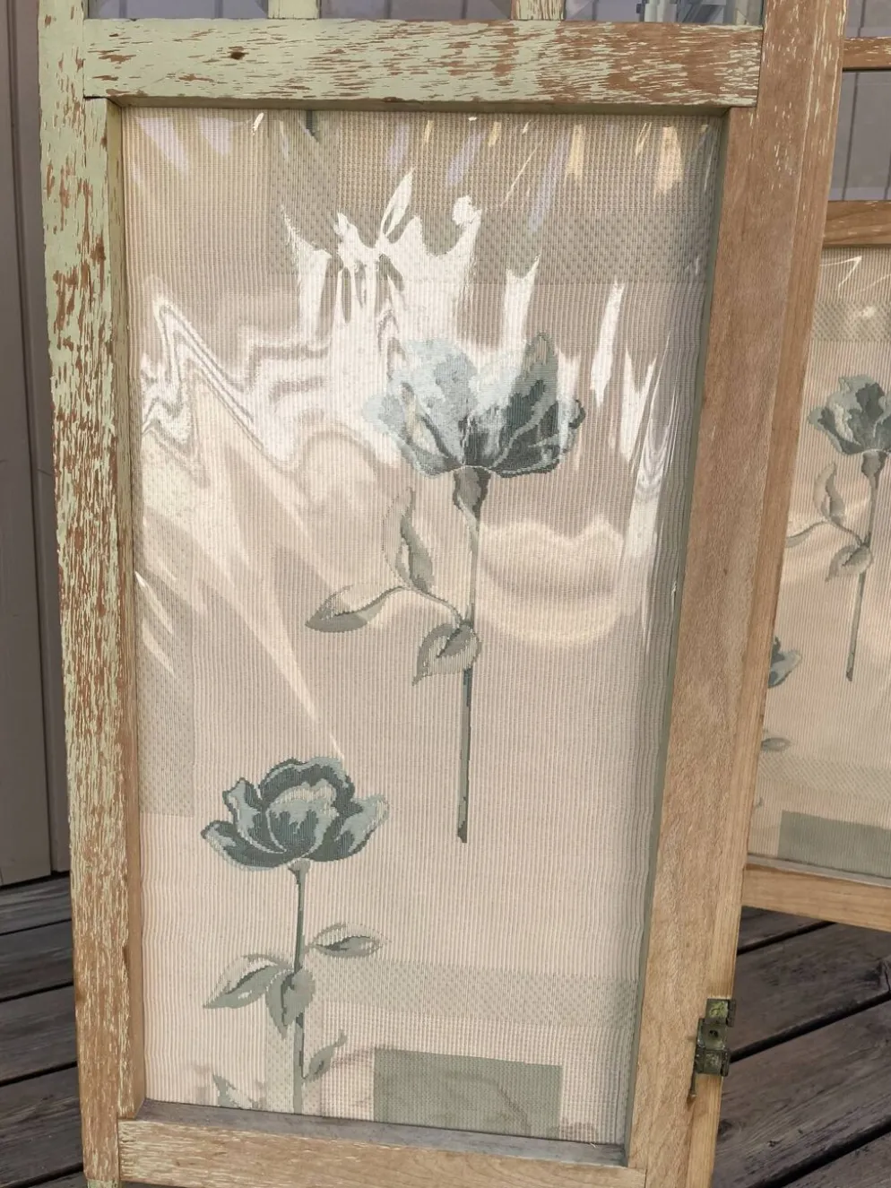 Paravent en verre et tissu