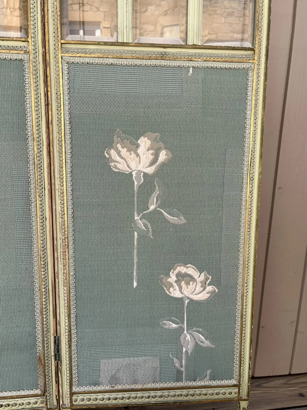 Paravent en verre et tissu