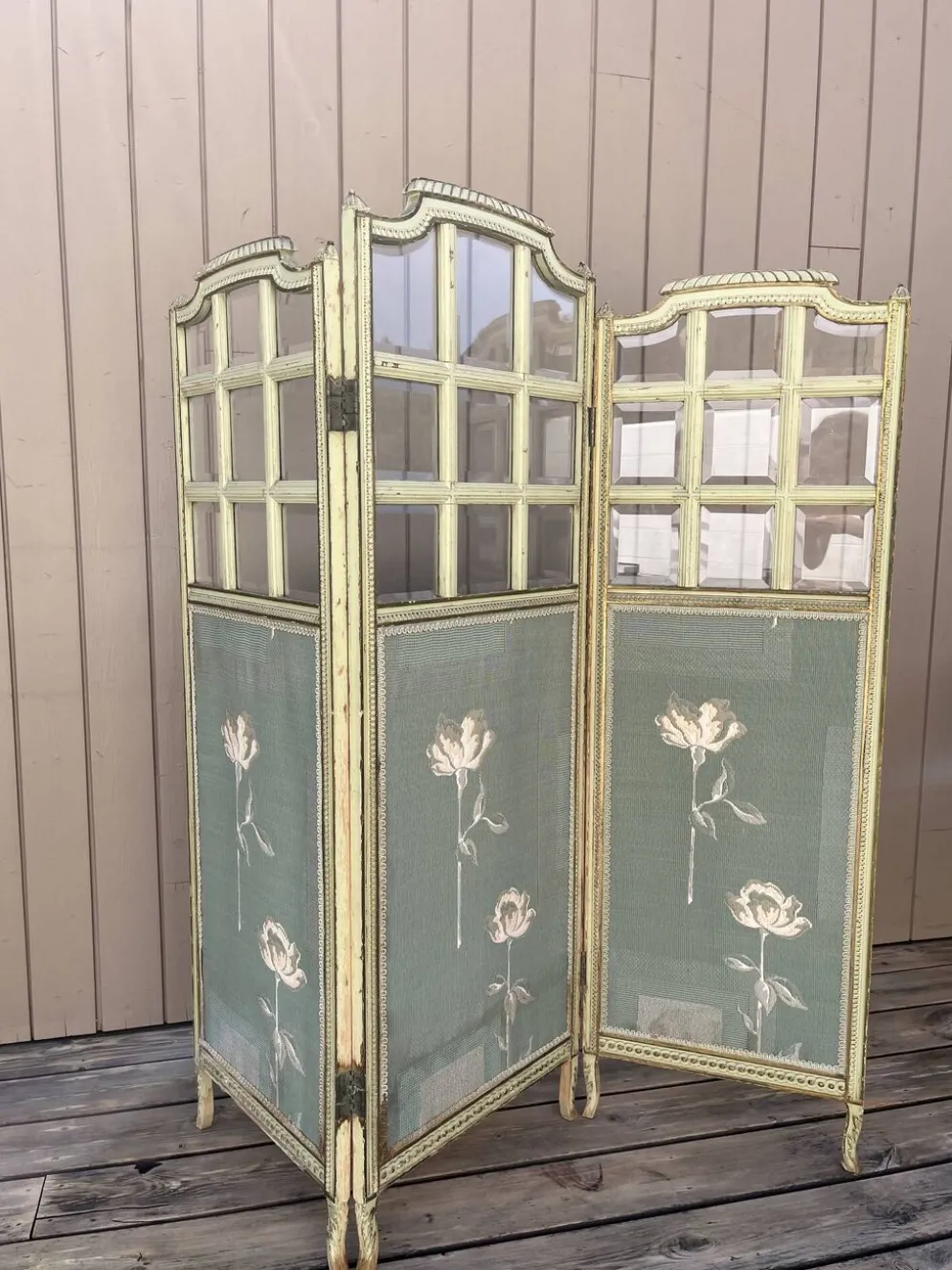Paravent en verre et tissu