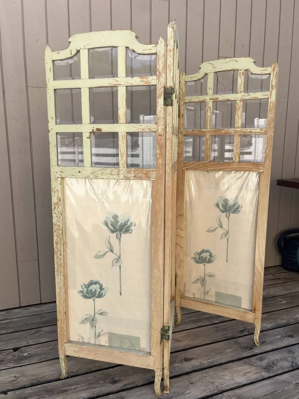 Paravent en verre et tissu