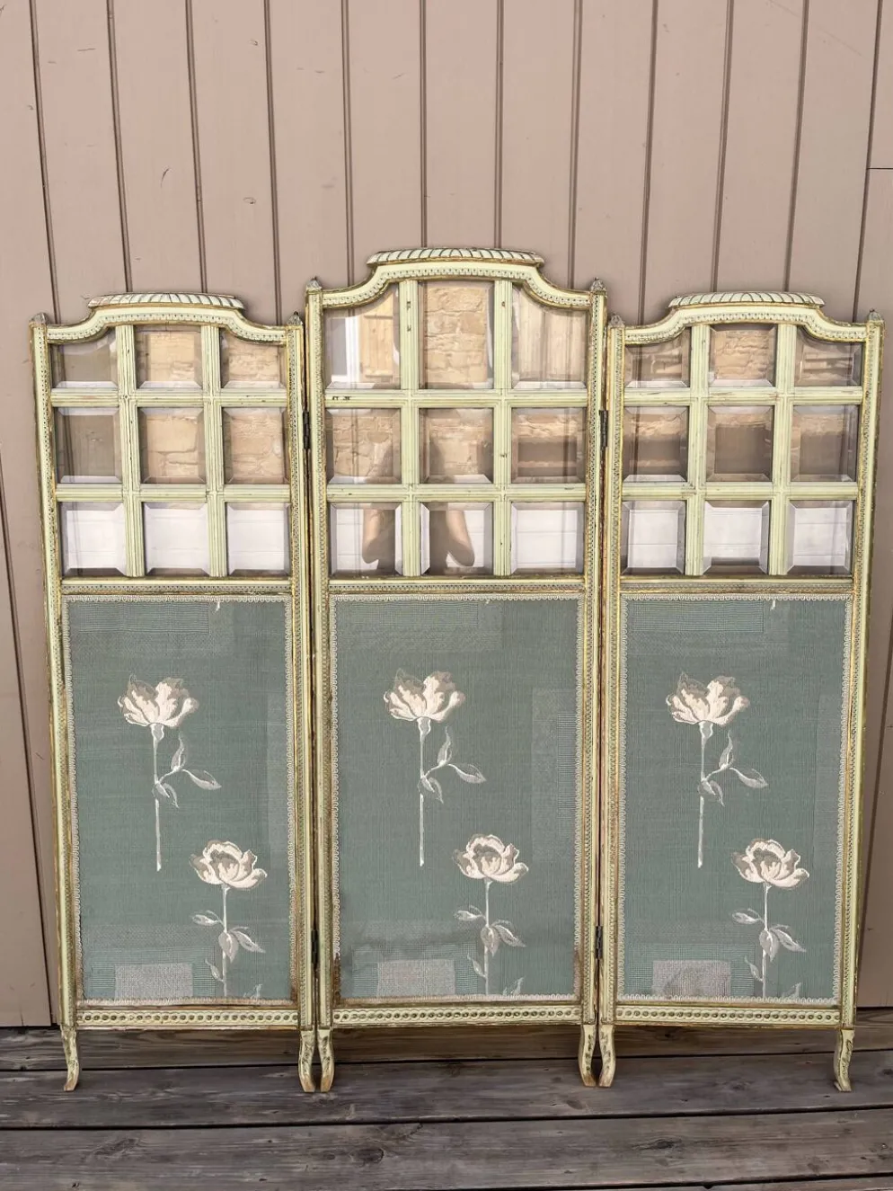 Paravent en verre et tissu