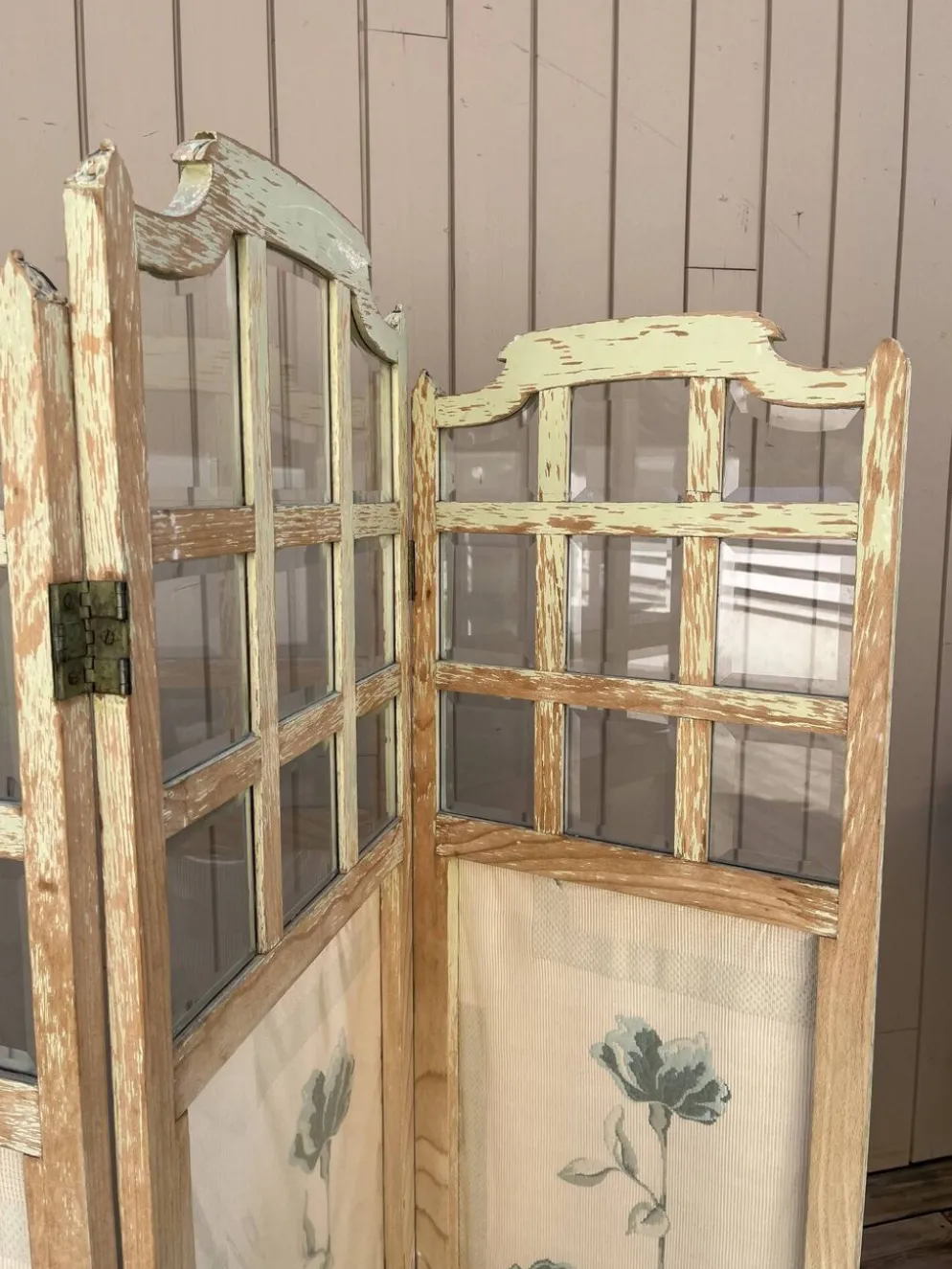 Paravent en verre et tissu