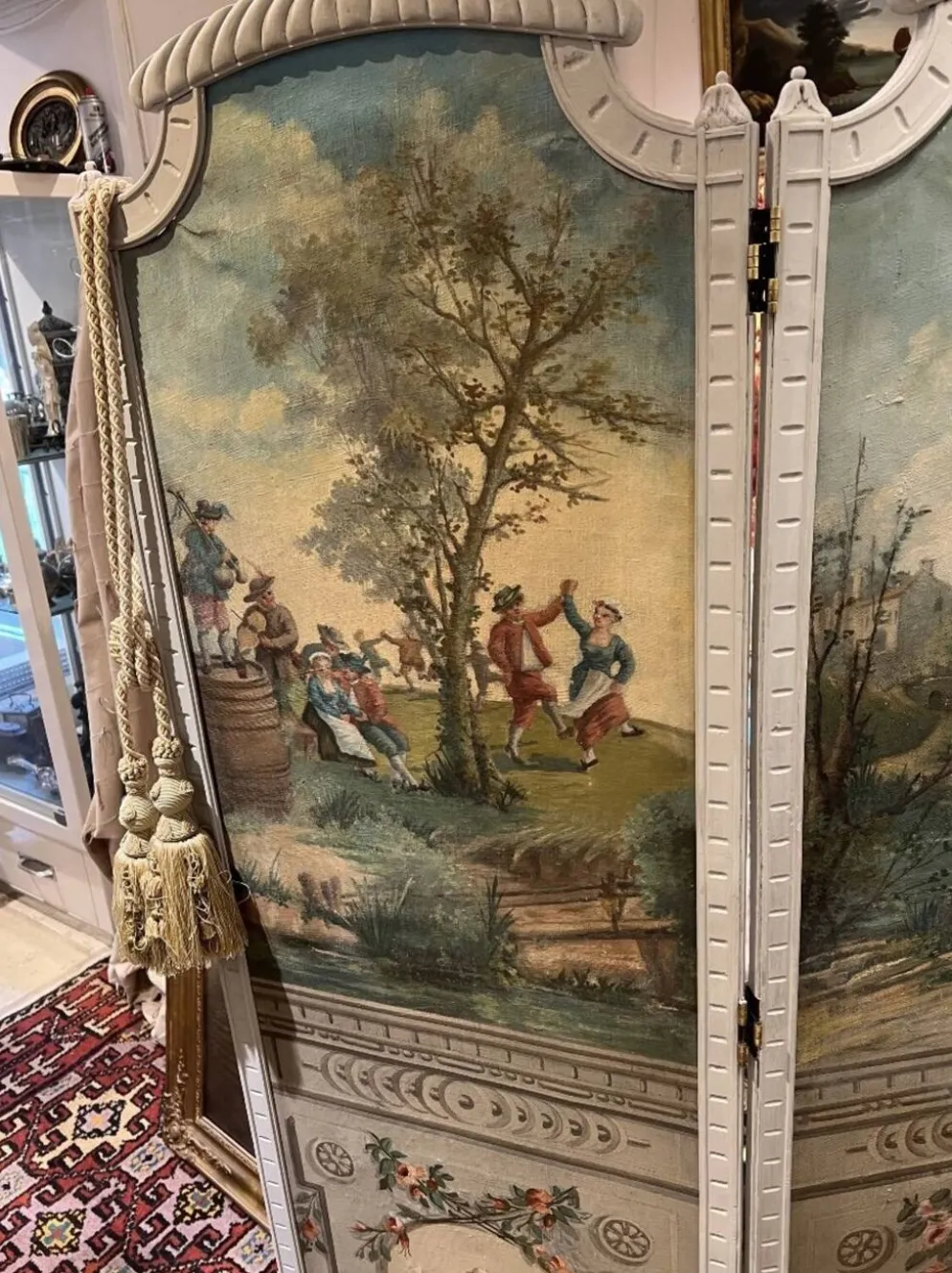 Paravent 4 feuilles époque Louis XVI aux décors champêtre
