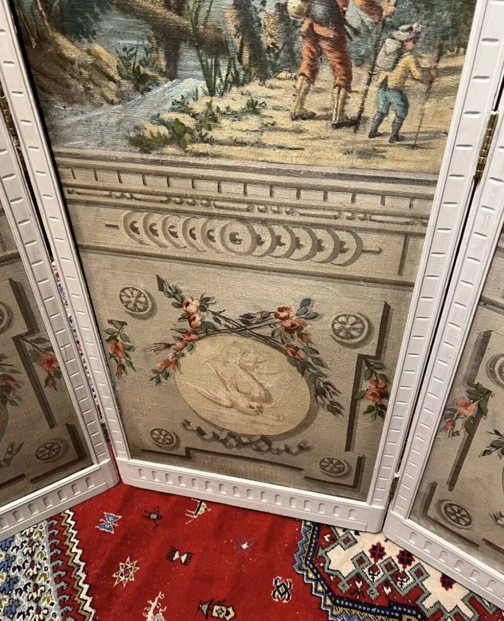 Paravent 4 feuilles époque Louis XVI aux décors champêtre