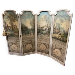 Paravent 4 feuilles époque Louis XVI aux décors champêtre